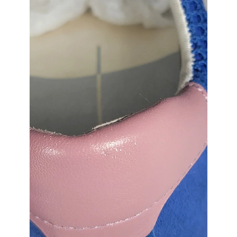 Dolce Vita Notice, Suede & Mesh Size 7 Sneakers Royal Blue w/ pink ribbon lace